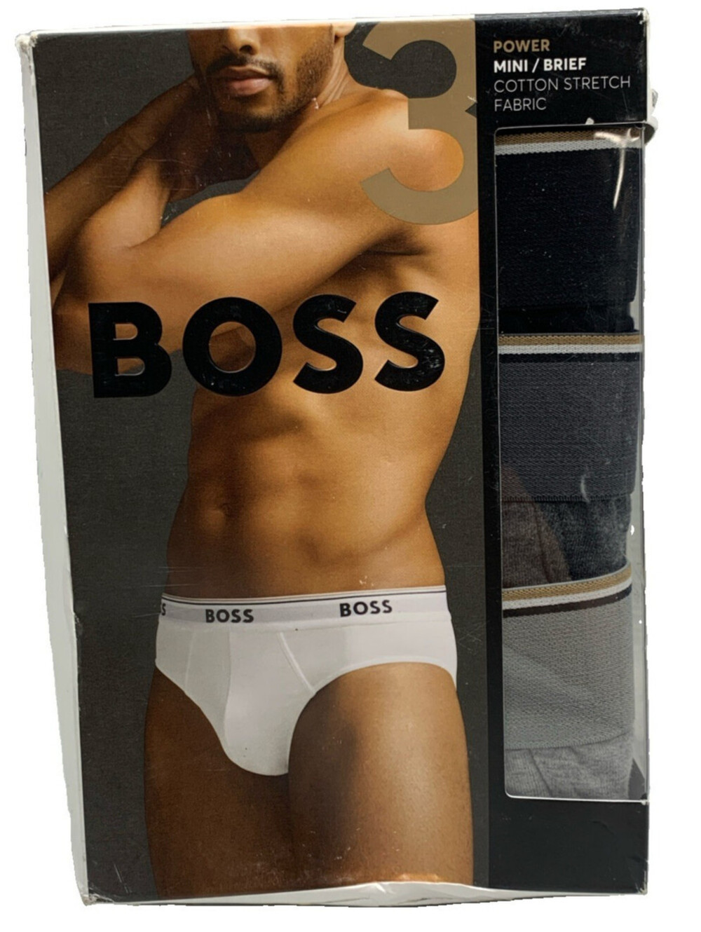 BOSS Men's Classic Regular Fit Cotton Stretch Fabric Power Mini Brief M - 3 PACK